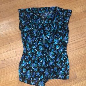 Blue and Teal Floral Blouse